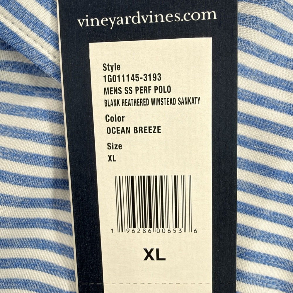 NWT Vineyard Vines Winstead Sankaty Polo Shirt Men XL Ocean Breeze Stripe Golf - Picture 6 of 8